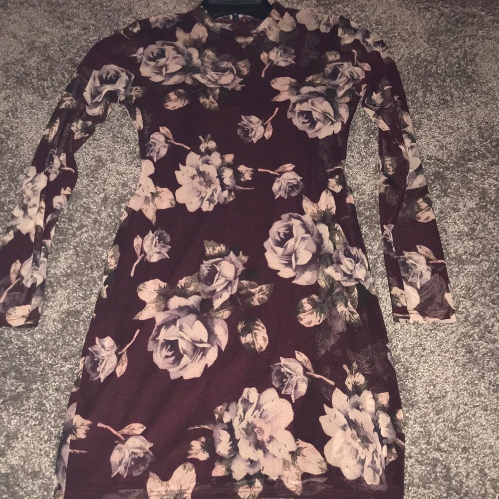 Burgundy floral dress